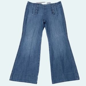 Old Navy sailor jeans sz 16 regular true button flap low rise flare bell bottom